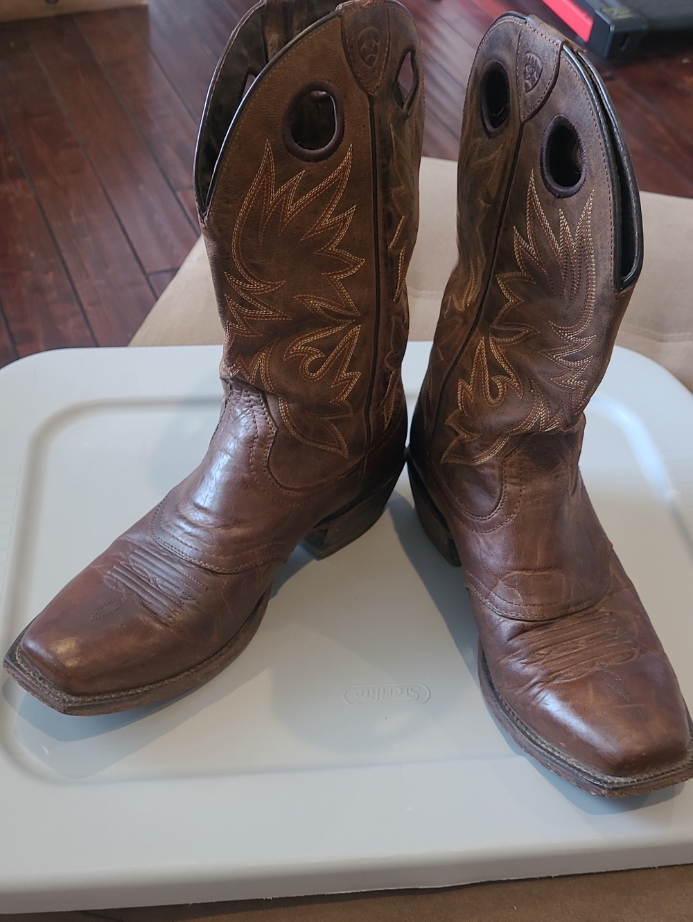 Ariat Men's Brown Leather Cowboy Boots Size 10D